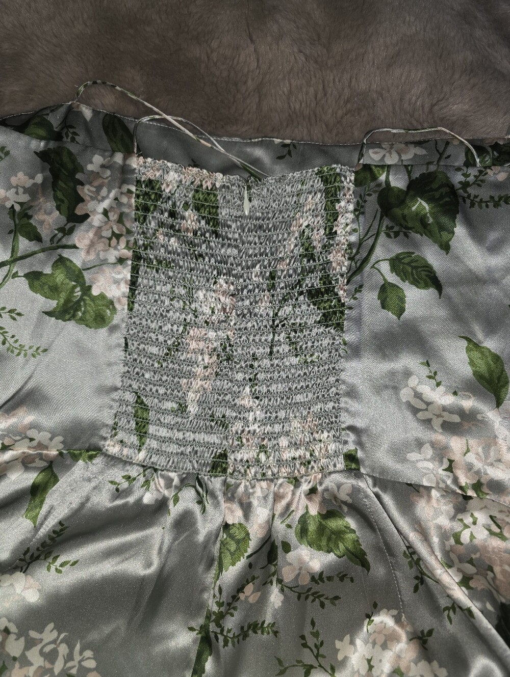 Reformation-Frankie Silk Dress-Sage Green Floral Maxi Dress - Picture 11 of 11